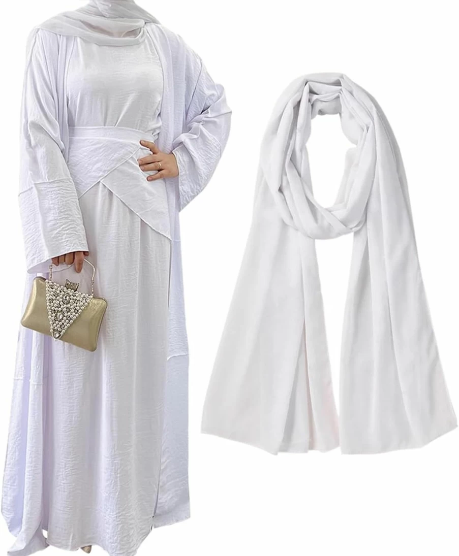 "Khalat Women's Islamic Abaya Dress Set - 3 Piece Open Front Maxi Cardigan Prayer Robe Flowy Muslim Hijab Outfit"