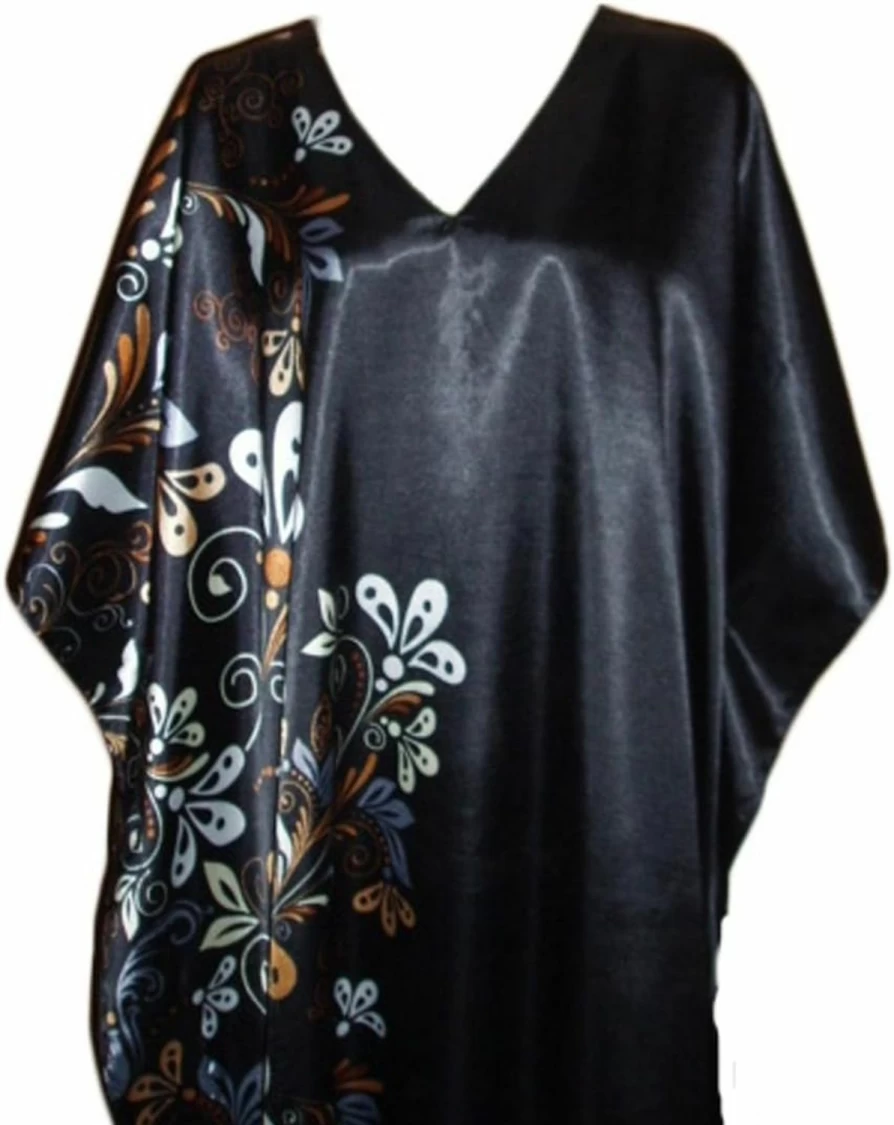 Up2Date Fashion Women's Floral Caftan Dress - Midnight Dream Vines Design, One Size Boho Chic Loungewear Style#Caf-60C2