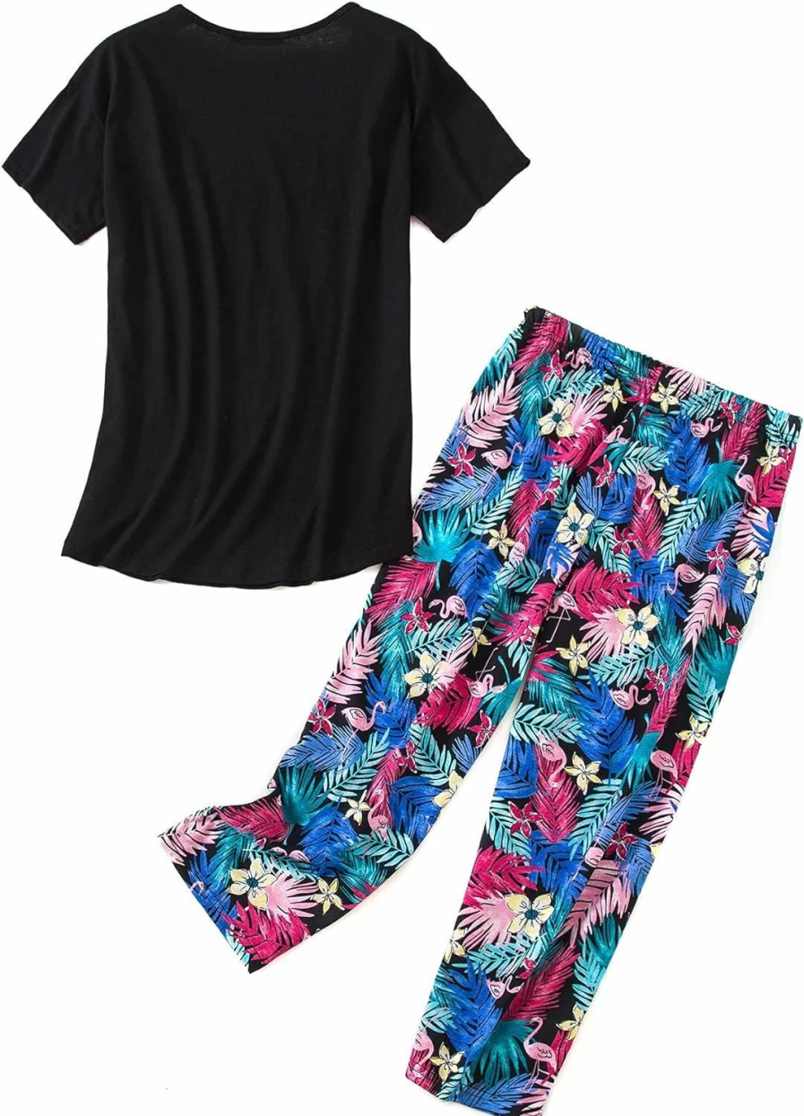 Zando Women's 2-Piece Cartoon Print Pajama Set - Lounge Sleepwear Matching Pants & Top Comfortable Pjs