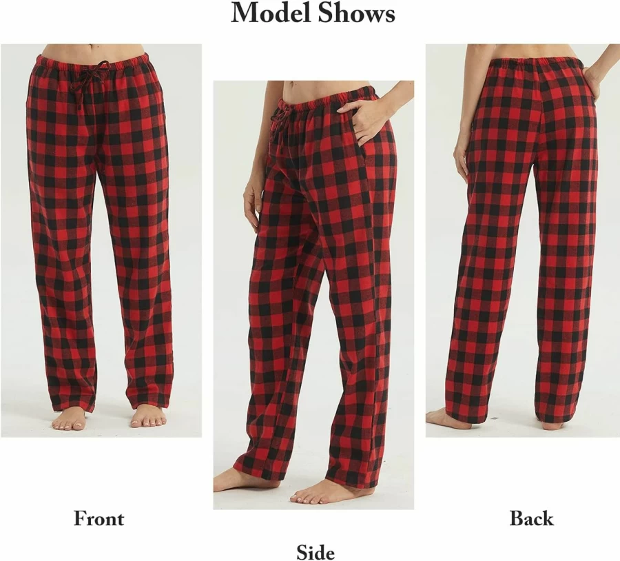 YUSHOW Women's Flannel Pajama Pants 1-2 Pack - Soft Plaid Sleepwear & Lounge Bottoms, Cotton PJ Pants for Women