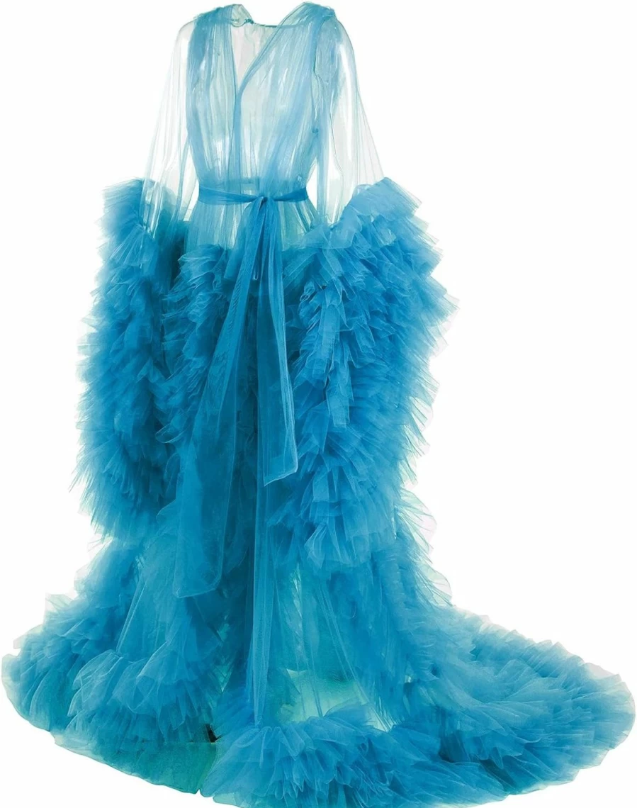 "Daily Life Mall Hollywood Glam Tulle Maternity Robe - Elegant Lingerie Nightgown & Photo Shoot Bathrobe for Women"