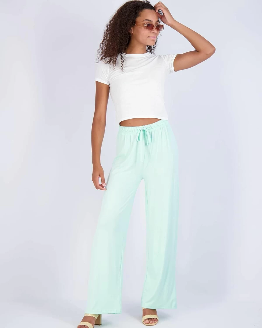 Real Essentials Women's Plus Size 3-Pack Wide Leg Palazzo Lounge Pants - Soft Casual Drawstring Pajama Pants for Comfort