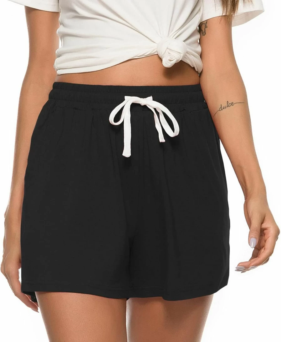 Vlazom Women's Soft Lounge Shorts with Drawstring - Sleep, Gym, Running Pajama Shorts in S-XXL