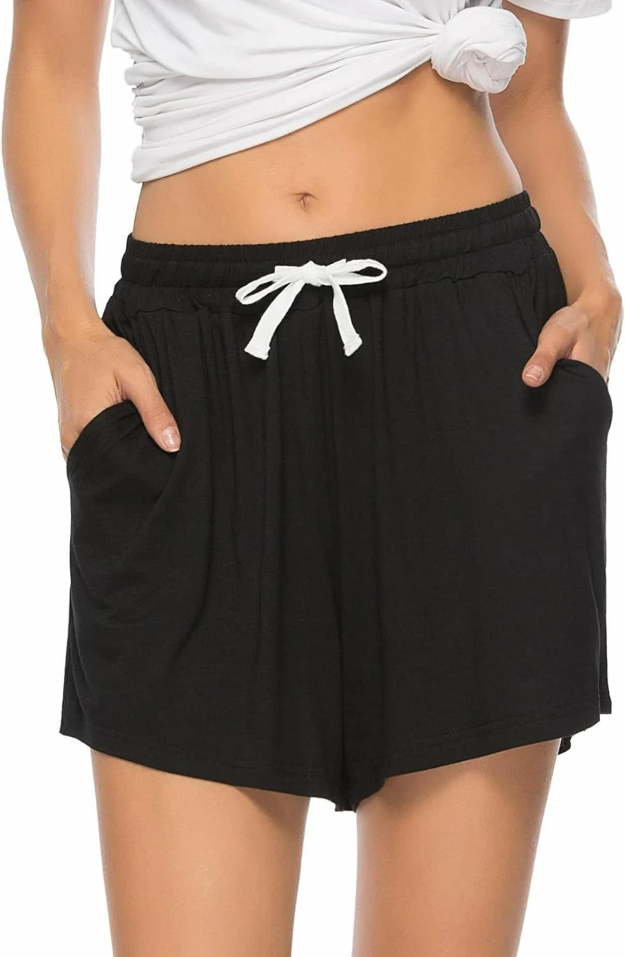 Vlazom Women's Soft Lounge Shorts with Drawstring - Sleep, Gym, Running Pajama Shorts in S-XXL