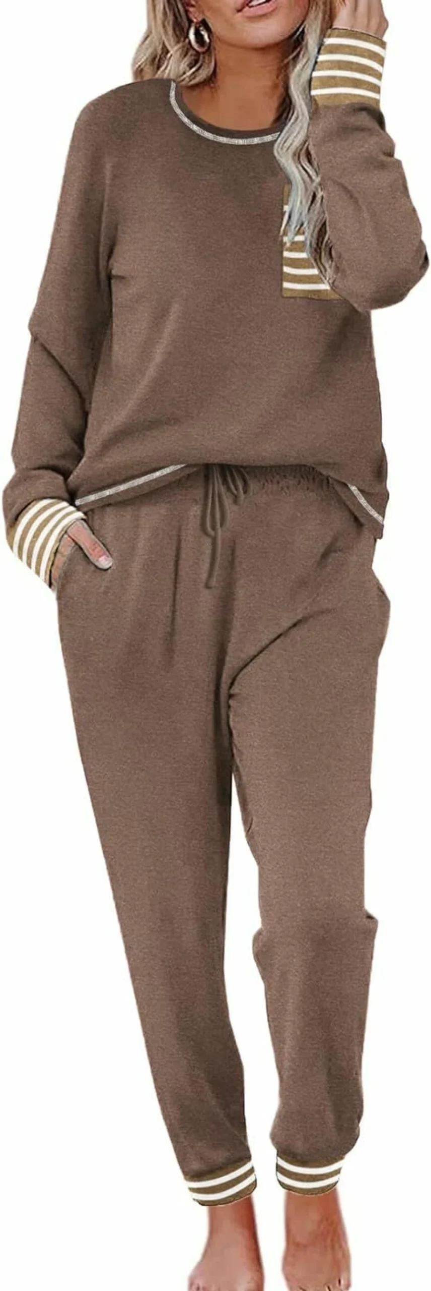 Ekouaer Women's Soft Long Sleeve Pajama Set - Comfortable Loungewear with Long Pants (Sizes XS to 3XL)