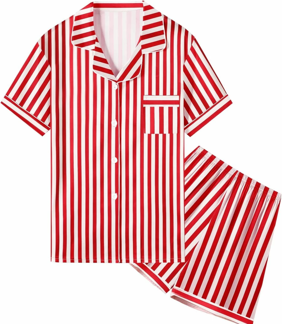 Umeyda Women's Satin Pajama Set - Soft Silk Button-Down Sleepwear for Women, Comfortable 2-Piece PJs, Perfect Gift for Mom, Wife, or Mother's Day
