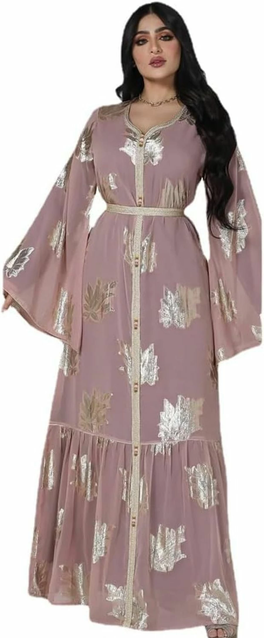 Amazon Polyjolly Floral Print Abaya Dress for Women - Elegant Ramadan Kaftan & Spring Dubai Sadui Fashion