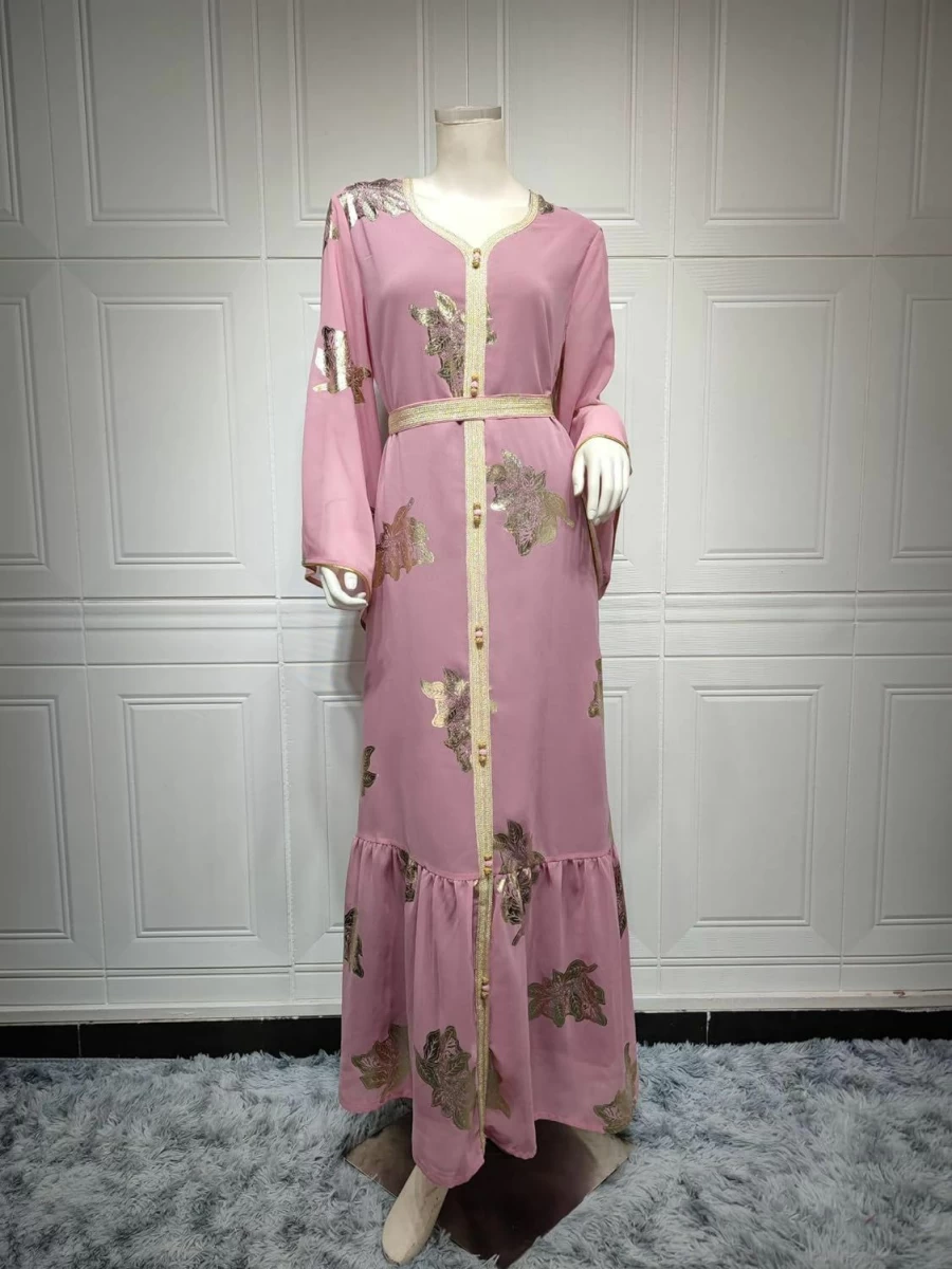 Amazon Polyjolly Floral Print Abaya Dress for Women - Elegant Ramadan Kaftan & Spring Dubai Sadui Fashion