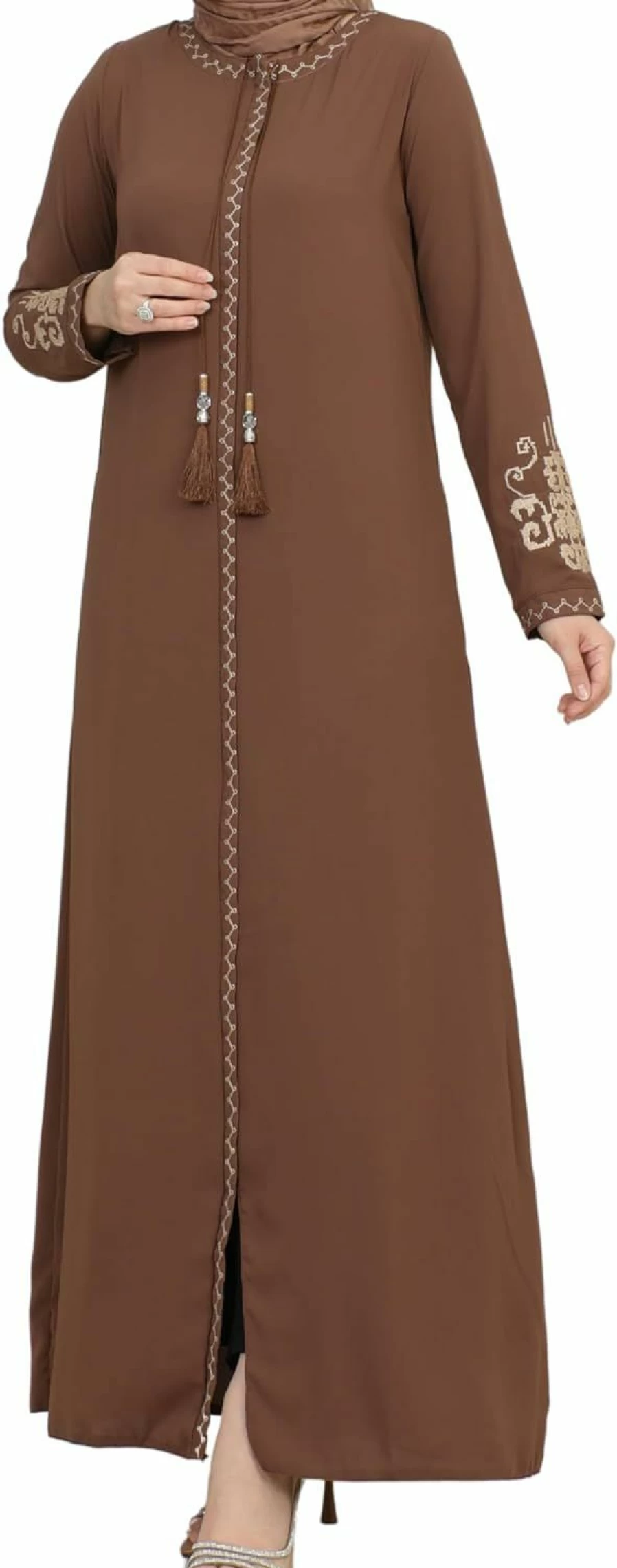 "Elegant Turkish Embroidered Abaya for Women - Long Sleeve Floor Length Islamic Dress by IstanbulStyles"