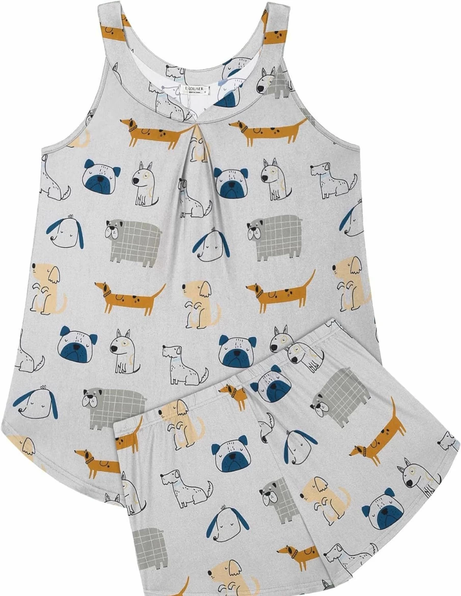 Ekouaer Women's Sleepwear Set - Comfortable Tank Top & Shorts Pajamas for Nightwear, Sizes S-XXXL
