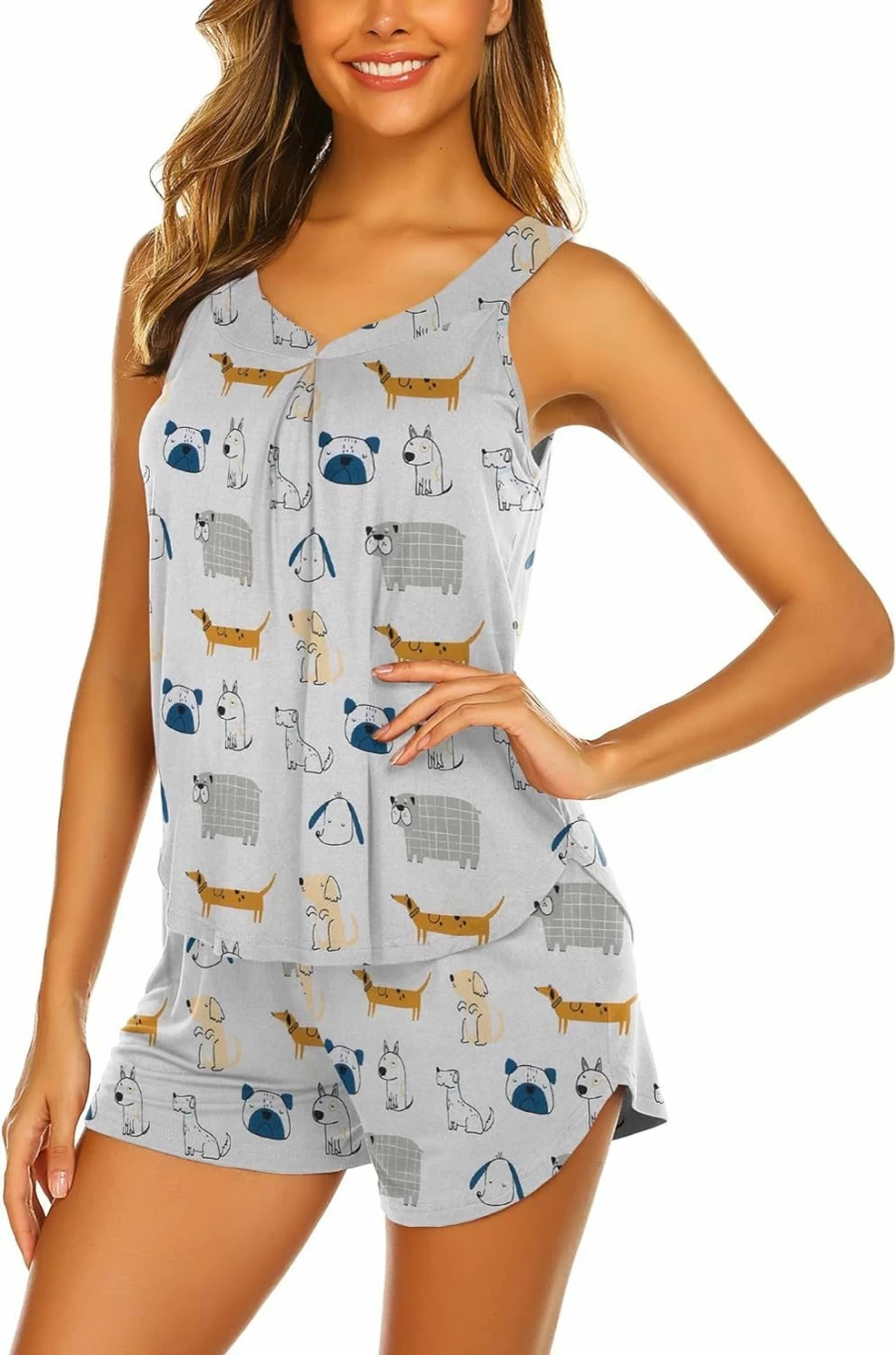 Ekouaer Women's Sleepwear Set - Comfortable Tank Top & Shorts Pajamas for Nightwear, Sizes S-XXXL