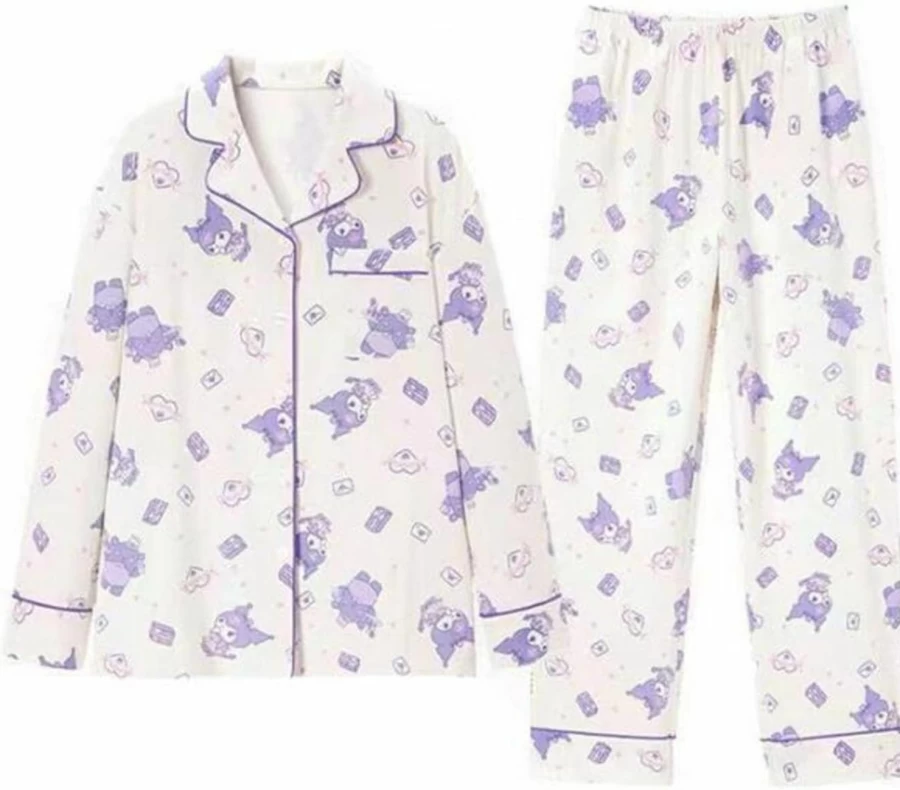 "WANHONGYUE Women's Cute Cartoon 2-Piece Pajama Set Long Sleeve Shirt & Pants Soft Sleepwear Homewear Lounge Set"