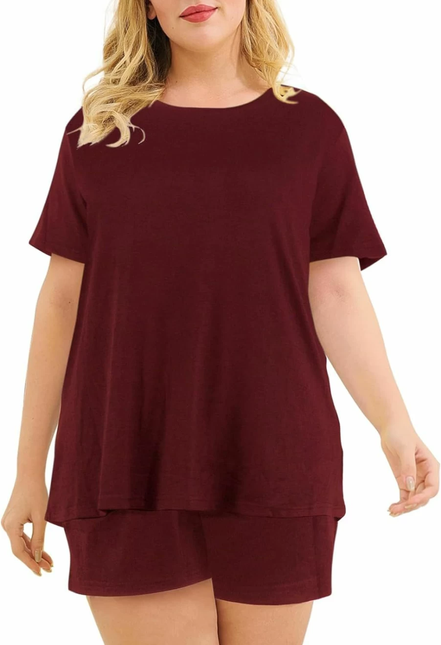Celkuser Women's Plus Size Pajama Set - 2 Piece Short Sleeve Sleepwear & Loungewear with Pockets (Sizes 3X-5X) | Summer Comfort PJs | Style Cel109
