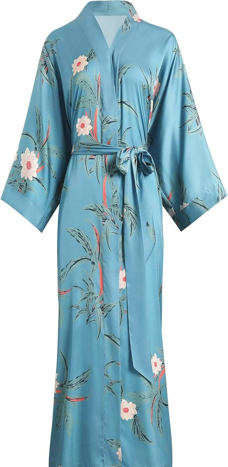 Aensso Women's Lightweight Silky Kimono Robe - Luxury Japanese Floral Design Long Kimono for Women
