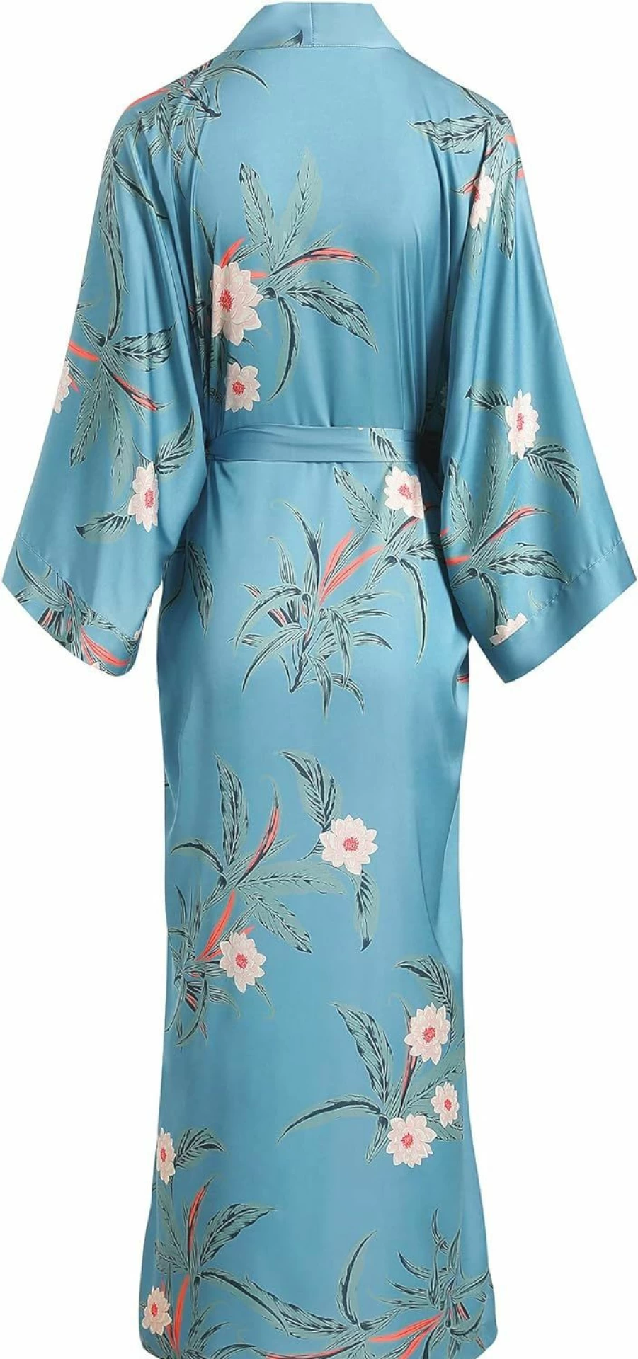 Aensso Women's Lightweight Silky Kimono Robe - Luxury Japanese Floral Design Long Kimono for Women