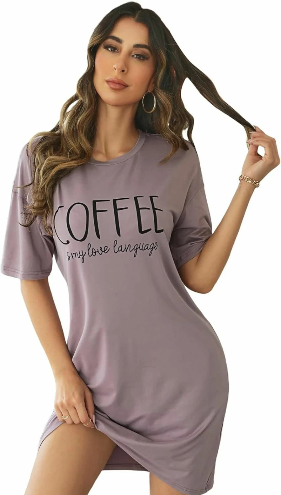 Floerns Women's Cute Printed Sleepshirt Nightgown - Funny Graphic Tshirt Dress for Comfortable Lingerie & Lounge Wear