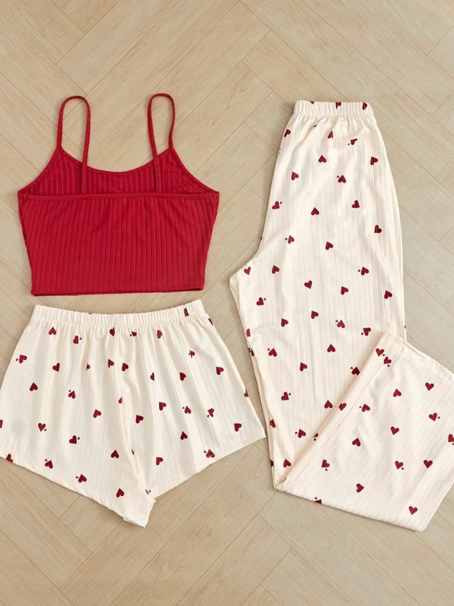 Milumia Women's 3-Piece Pajama Set - Cami Top with Plaid Shorts & Pants for Comfortable Sleepwear