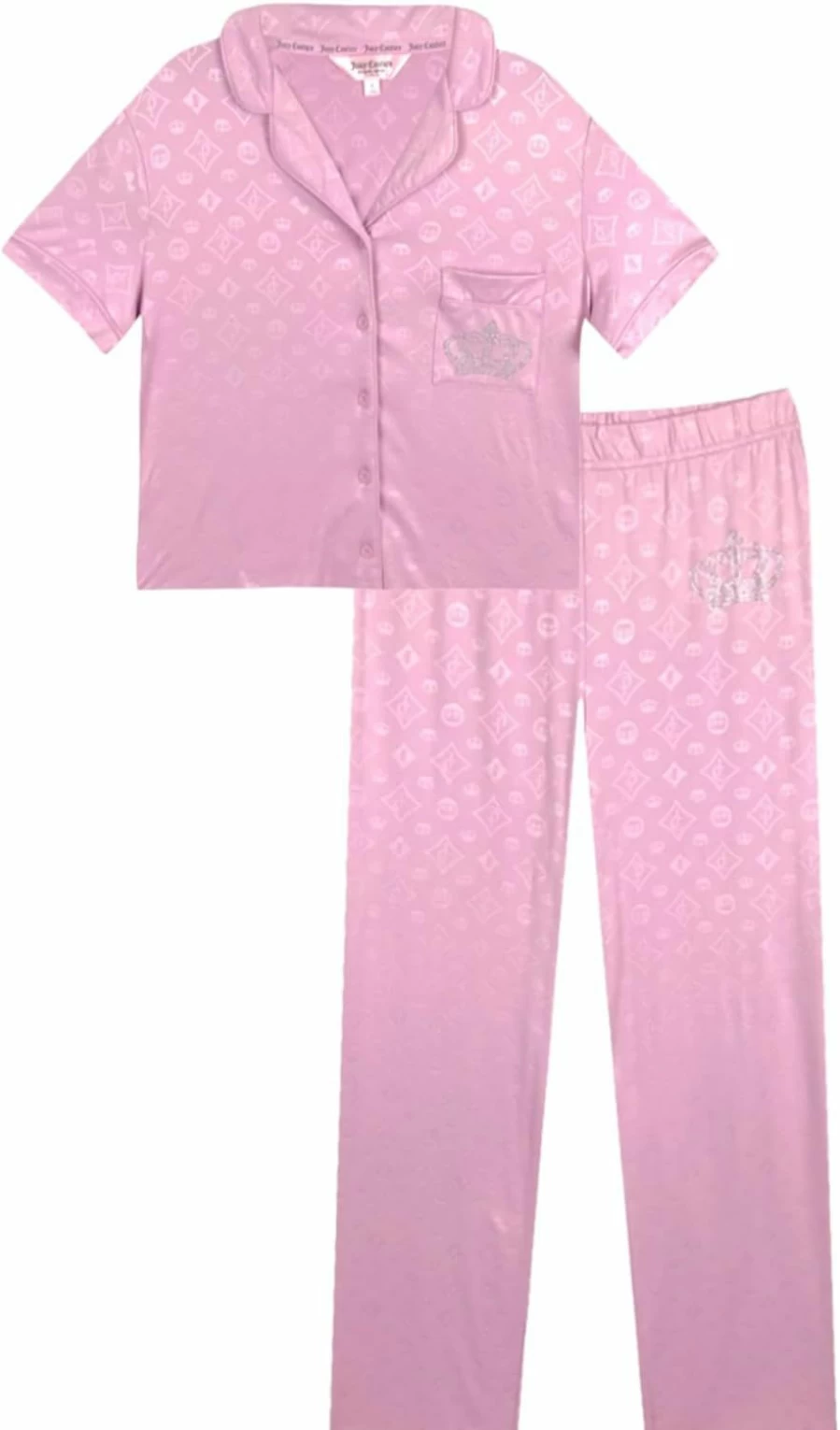 Juicy Couture Women's Short Sleeve Pajama Set - Button-Down Top & Pants Sleepwear