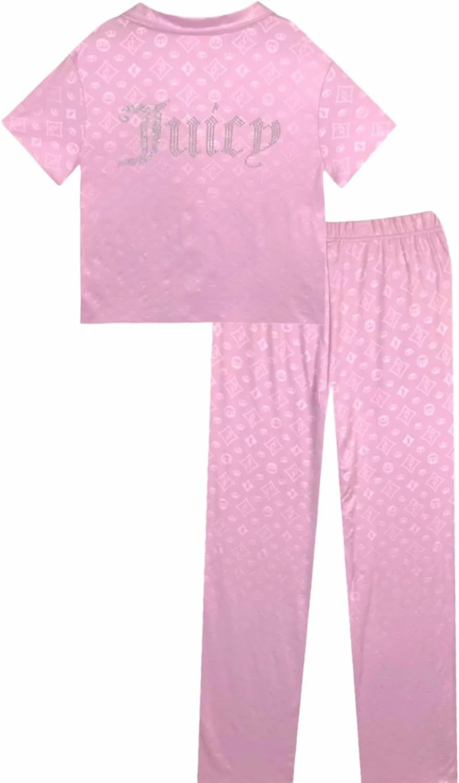 Juicy Couture Women's Short Sleeve Pajama Set - Button-Down Top & Pants Sleepwear