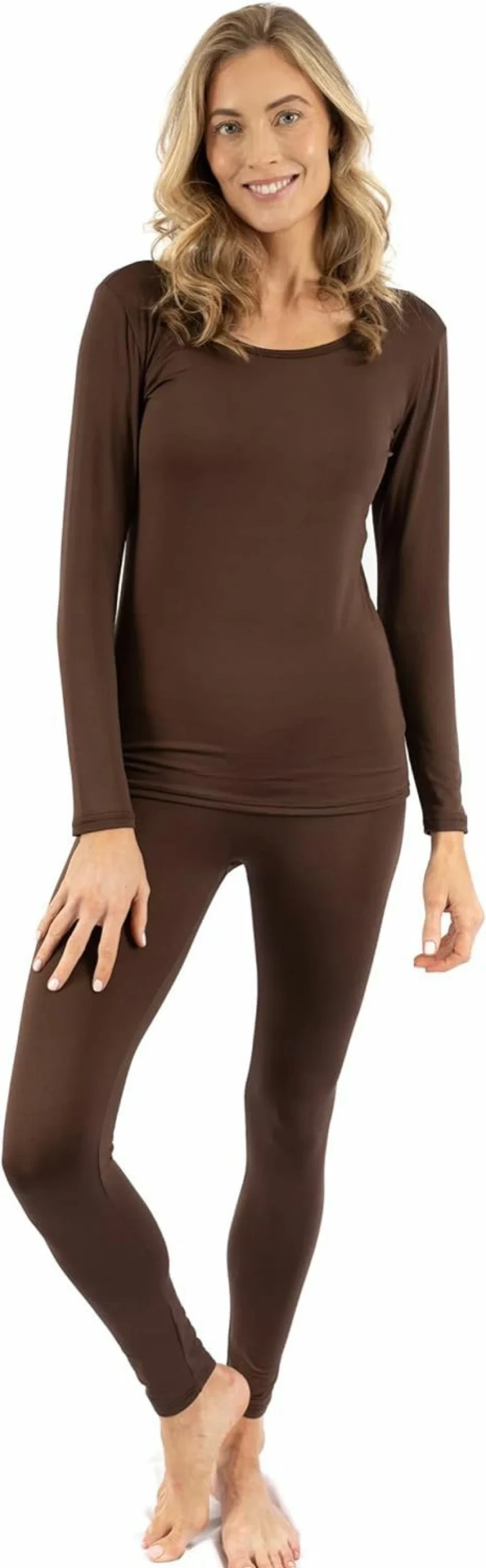 Leveret Women's Solid Color Thermal Pajama Set - Two Piece Winter Sleepwear (XS-XL)