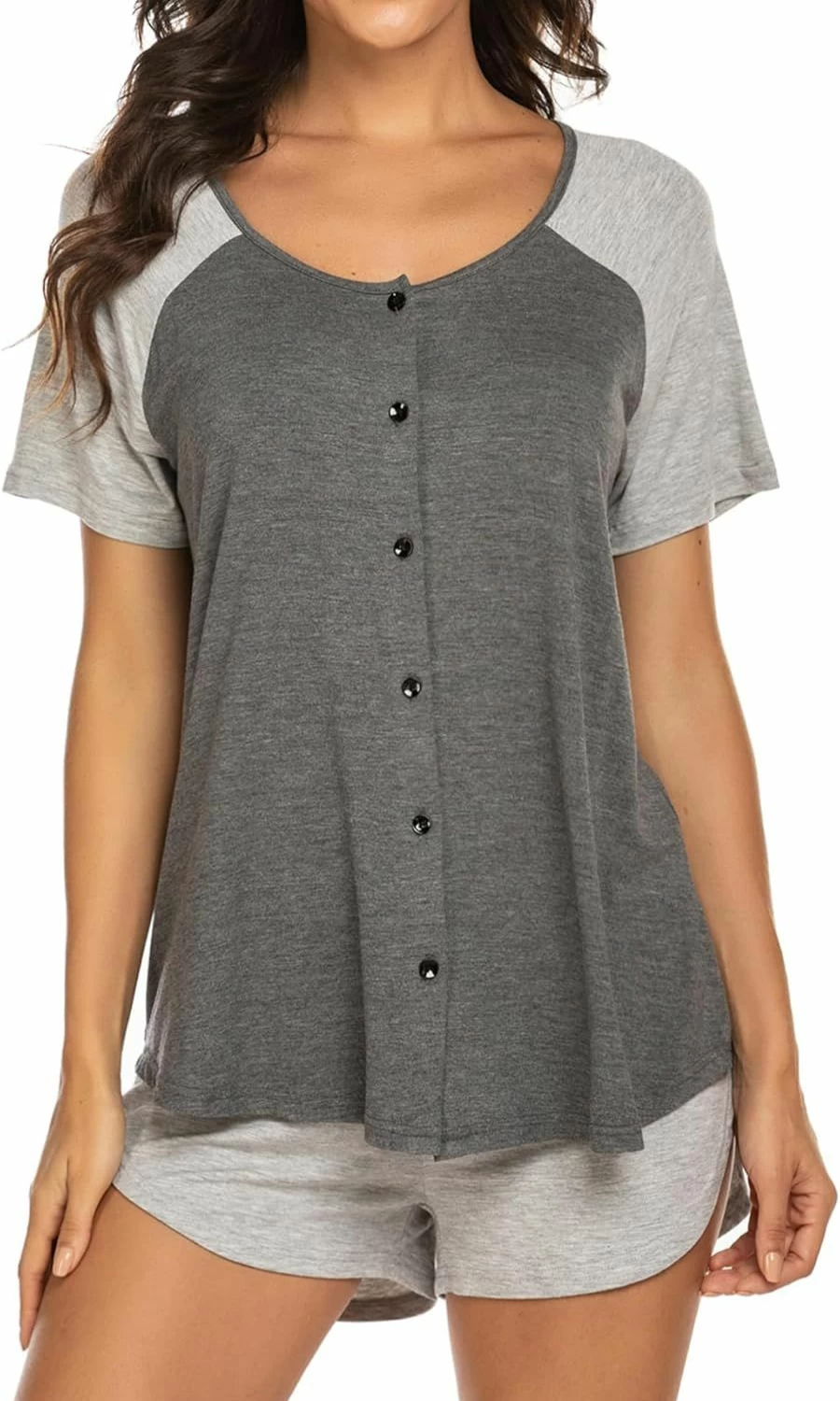 Ekouaer Women's Cotton Short Sleeve Pajama Set - Soft Sleepwear Top & Shorts Lounge Set
