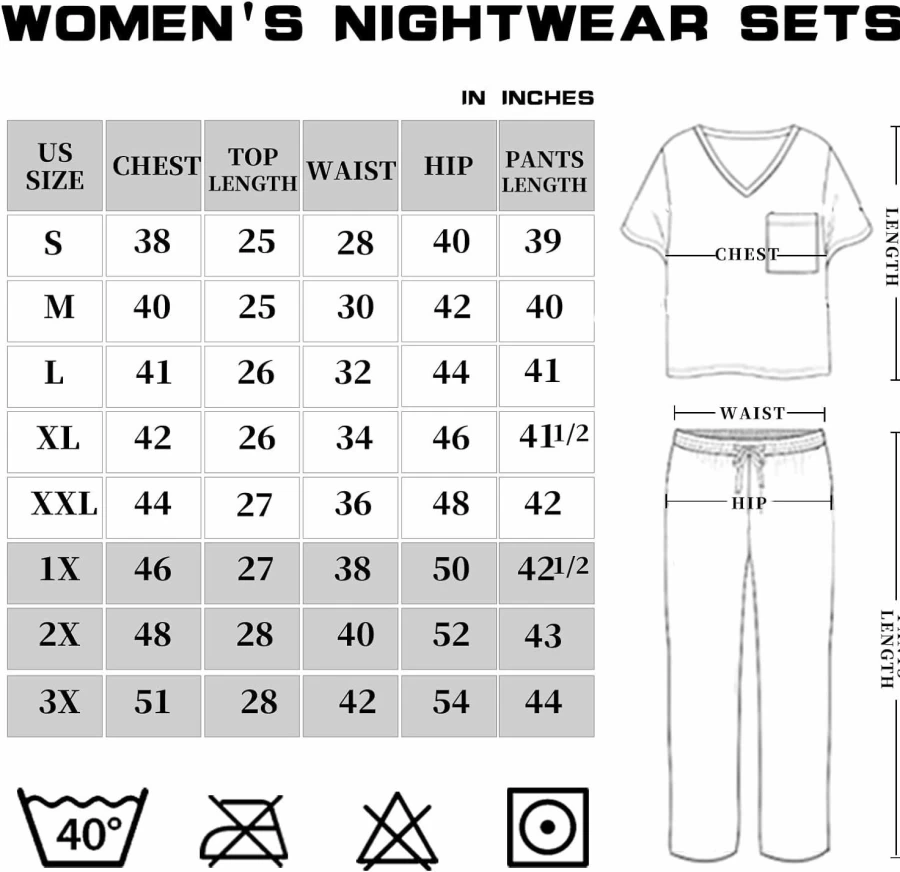 CONOMAX Women's Pajama Set - 2 Pack Soft Long & Short Sleeve Sleepwear with Pants Loungewear (Sizes S-3X)