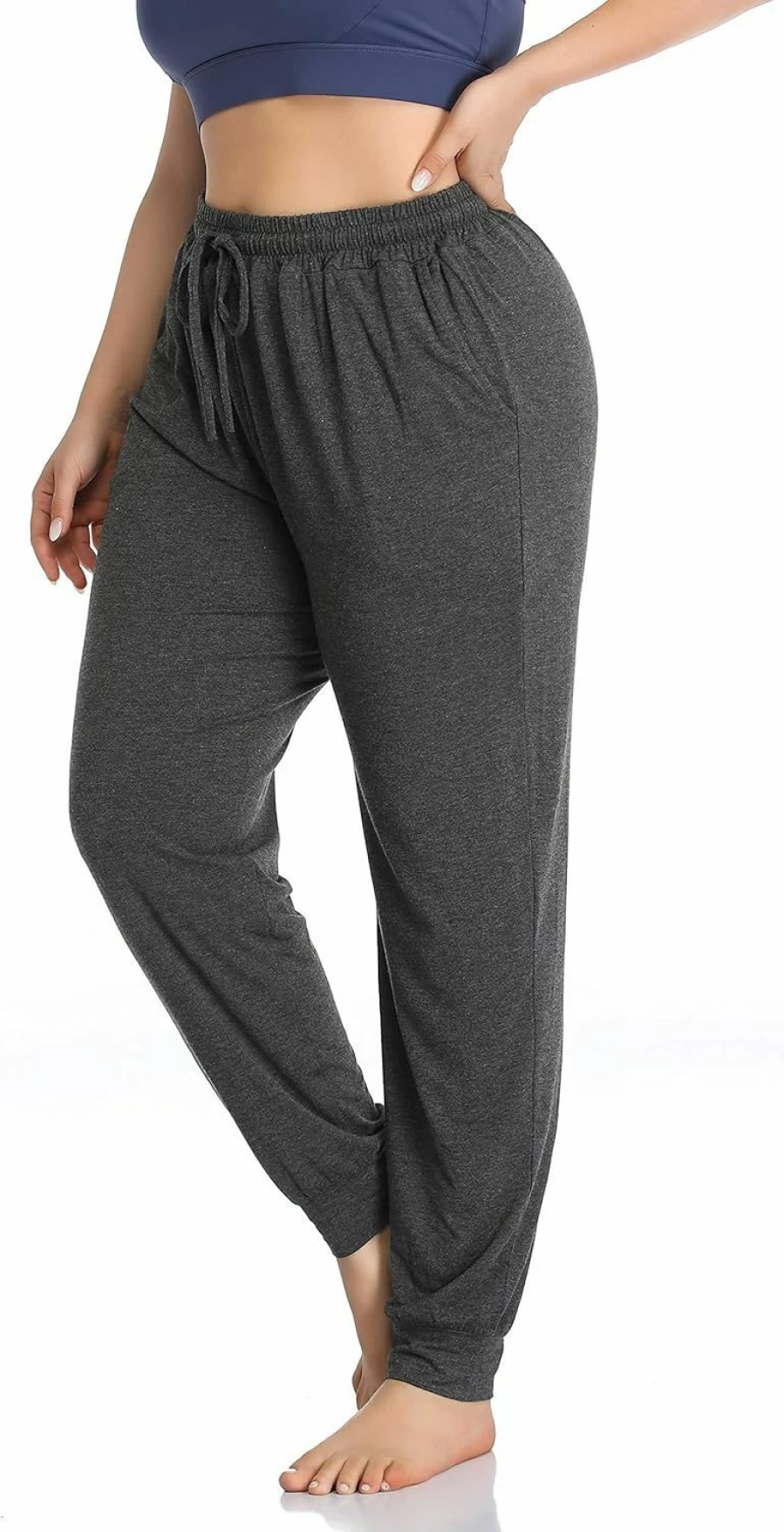 ZERDOCEAN Women's Plus Size Yoga Pants with Pockets - Comfortable Lounge Joggers with Drawstring Waist for Casual Wear