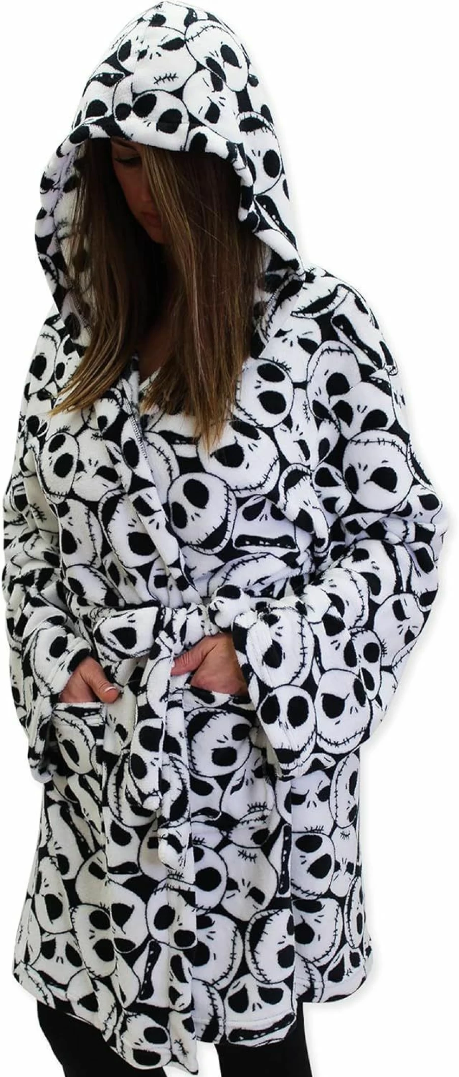 Disney The Nightmare Before Christmas Jack Skellington Hooded Fleece Robe for Adults