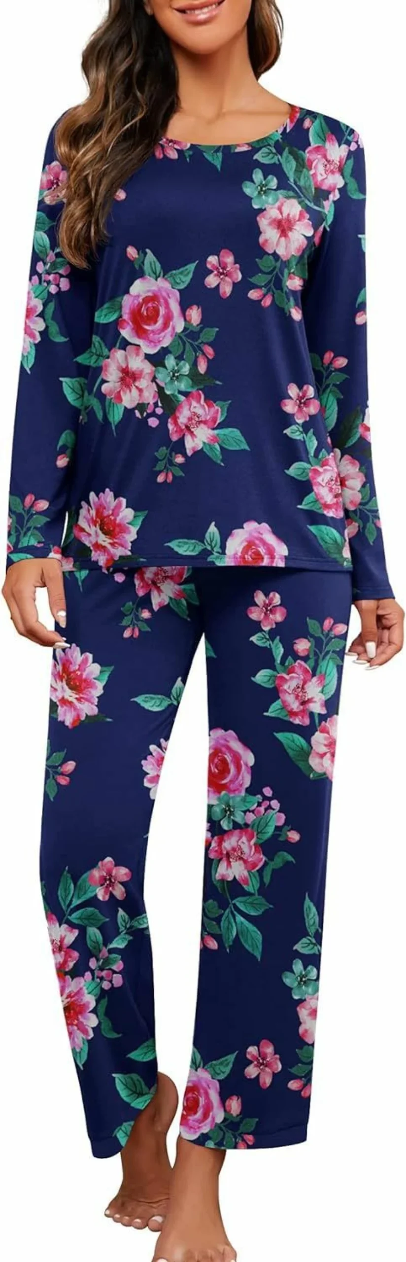 PrinStory Women's Soft Long Sleeve Pajama Set - Cozy Sleepwear & Lounge PJS for Women 2024