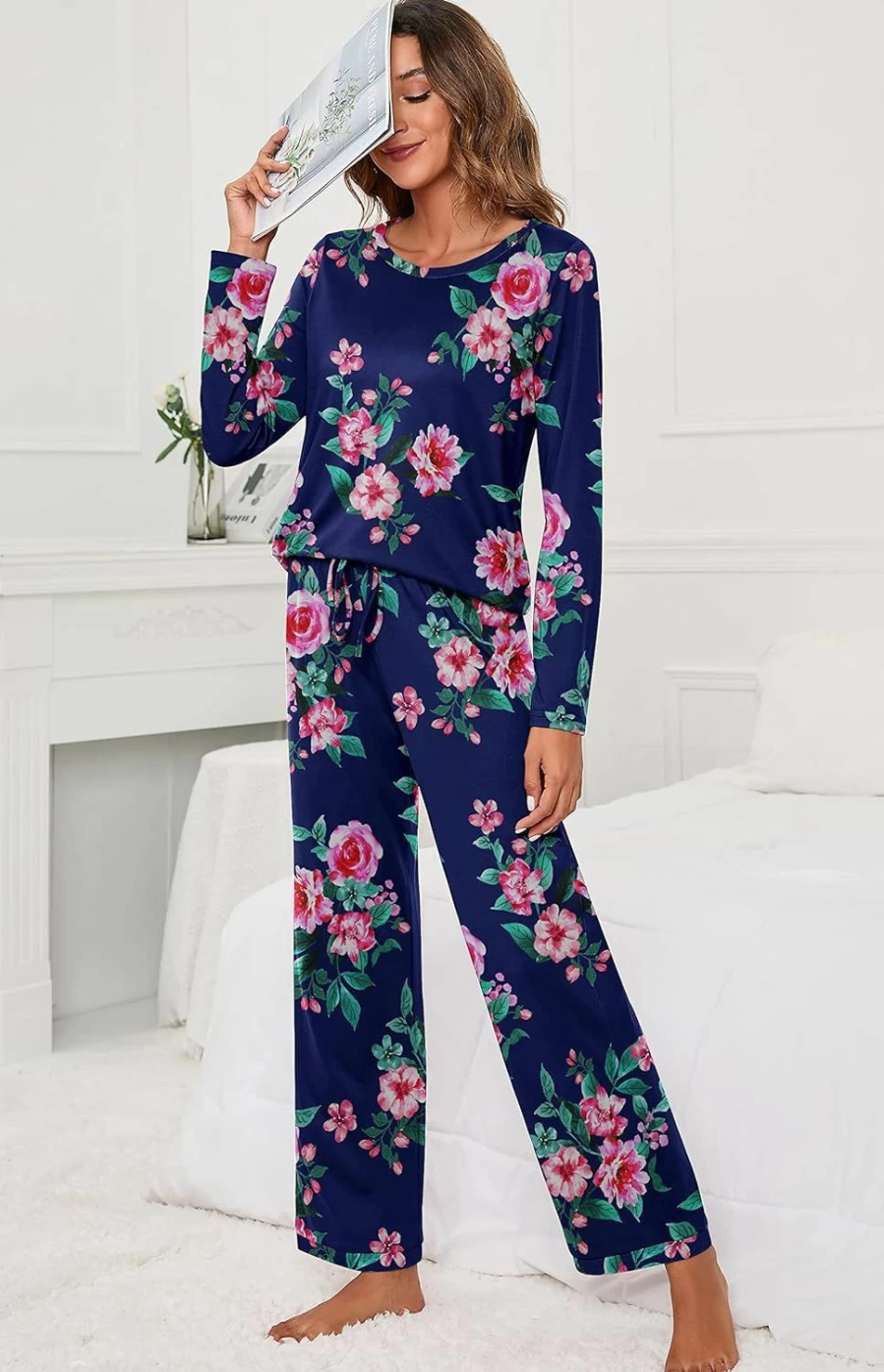 PrinStory Women's Soft Long Sleeve Pajama Set - Cozy Sleepwear & Lounge PJS for Women 2024