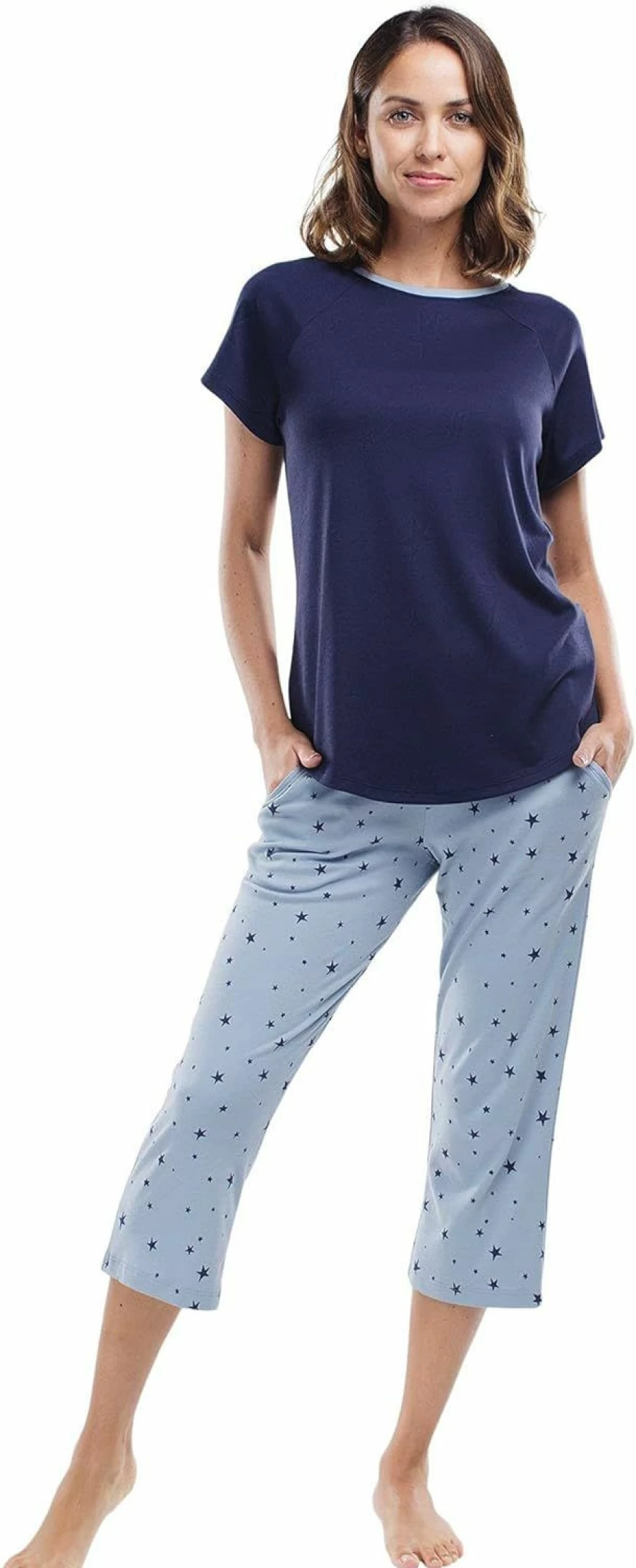 "Jijamas Women's Pima Cotton Pajama Set - Ultra Soft Capri Sleepwear"