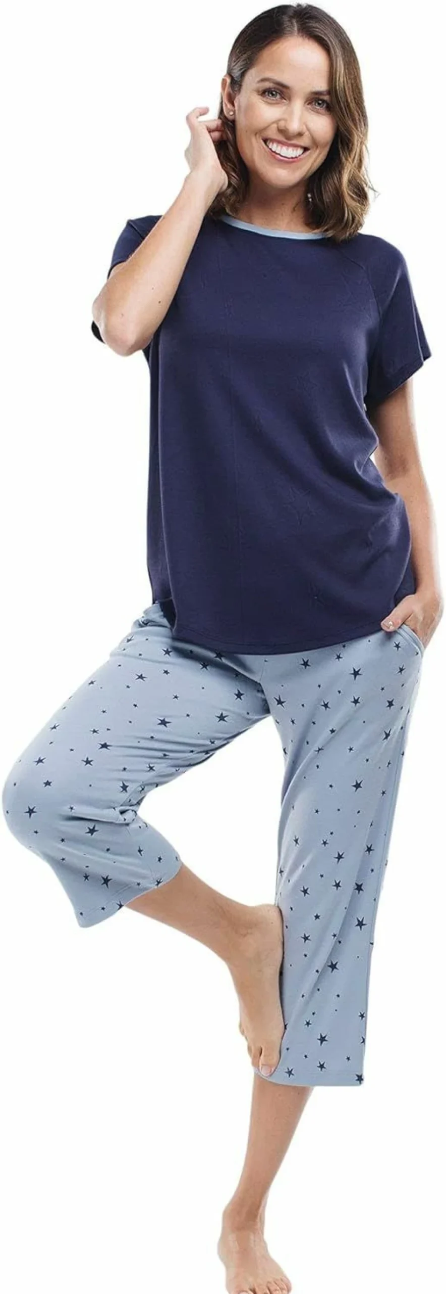 "Jijamas Women's Pima Cotton Pajama Set - Ultra Soft Capri Sleepwear"