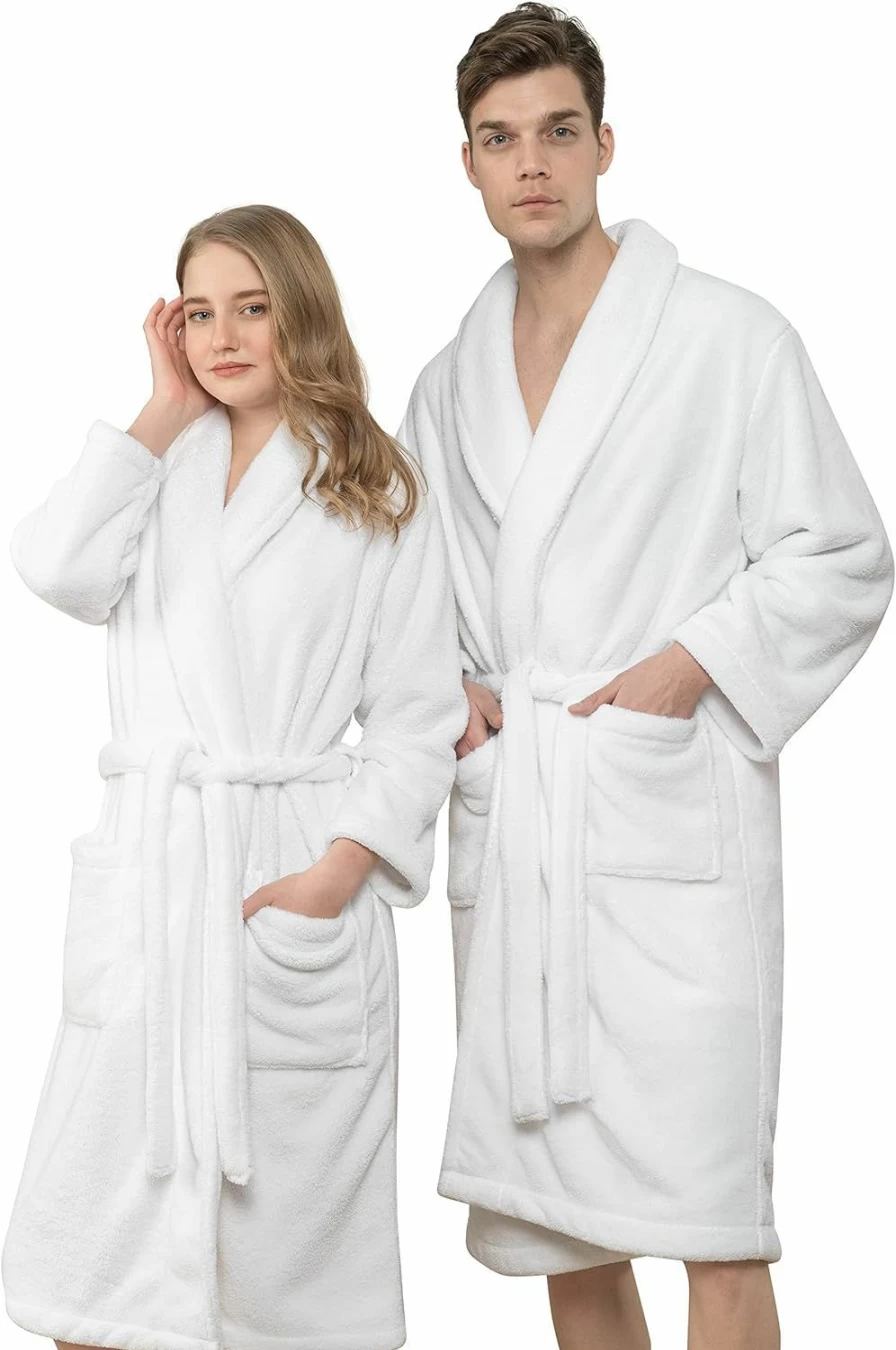 "American Soft Linen Unisex Plush Fleece Robe for Men & Women – Warm Fuzzy Bathrobe for Bathroom & Lounge, 1-Piece Cozy Adult Robe"