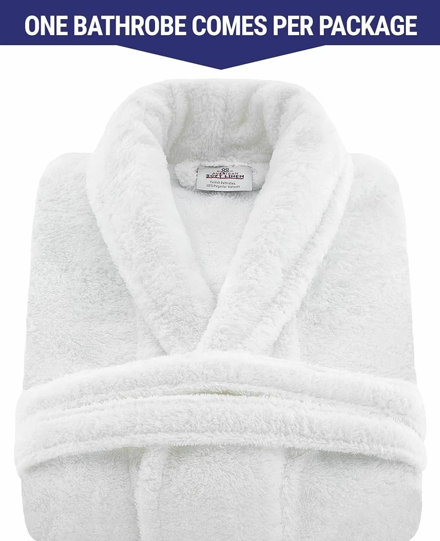 "American Soft Linen Unisex Plush Fleece Robe for Men & Women – Warm Fuzzy Bathrobe for Bathroom & Lounge, 1-Piece Cozy Adult Robe"