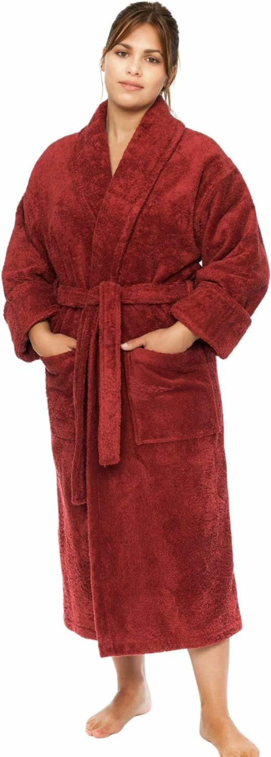 "Classic Turkish Towels - Premium 100% Turkish Cotton Unisex Bathrobe - Ultra Plush & Absorbent 550 GSM Terry Cloth - Hotel & Spa Quality (Night Red)"