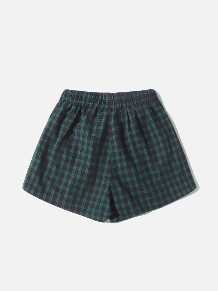 MakeMeChic Women's Comfortable Elastic Waist Plaid Lounge Shorts - Soft Pajama Shorts for Relaxation