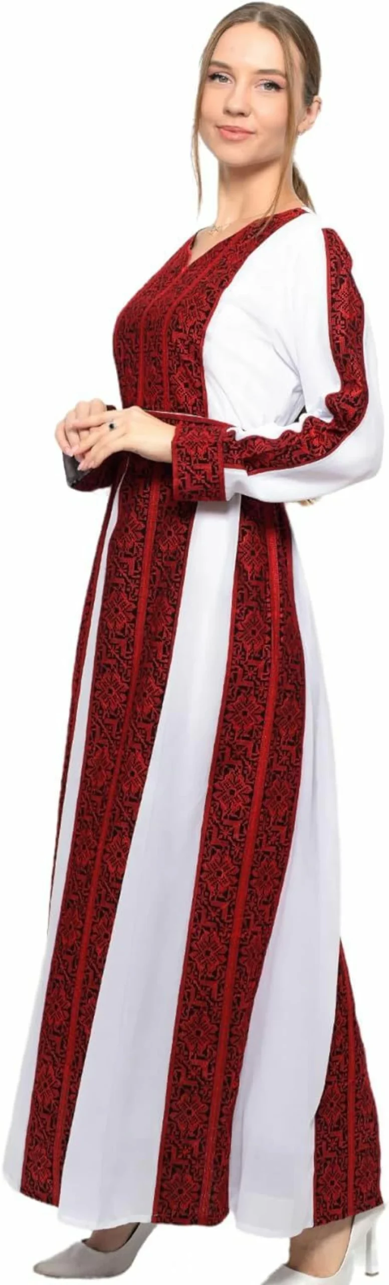 "ARAB ATEEK Embroidered Palestinian Abaya Dress for Women - Traditional Thobe - Elegant Islamic Clothing"