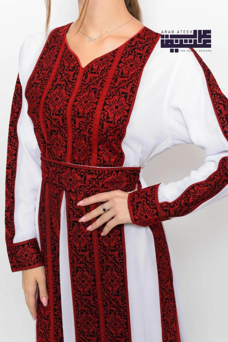 "ARAB ATEEK Embroidered Palestinian Abaya Dress for Women - Traditional Thobe - Elegant Islamic Clothing"