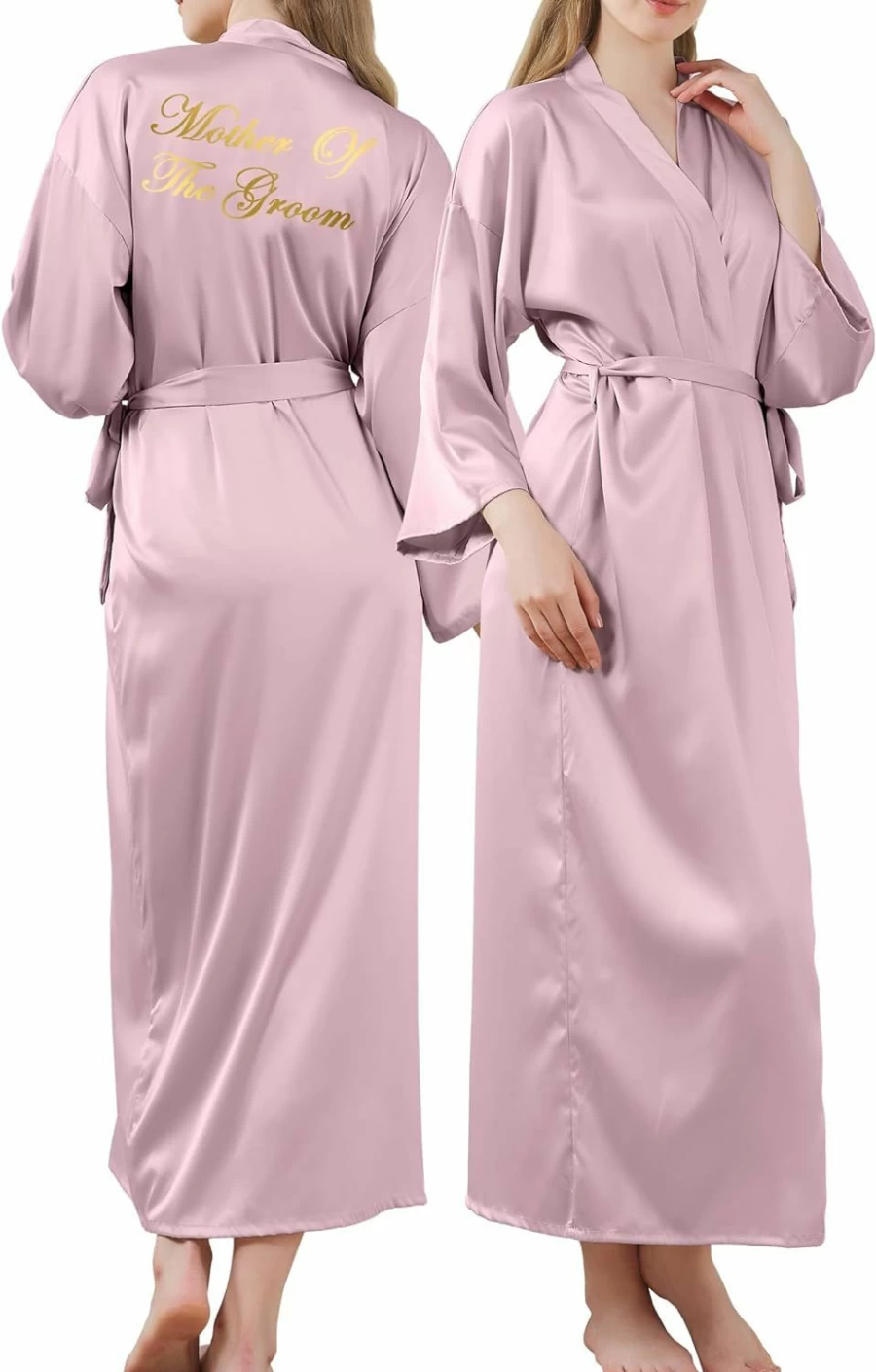 Owiter Women's Long Satin Bridal Robe - Elegant Wedding Party Dressing Gown for Bride & Bridesmaids