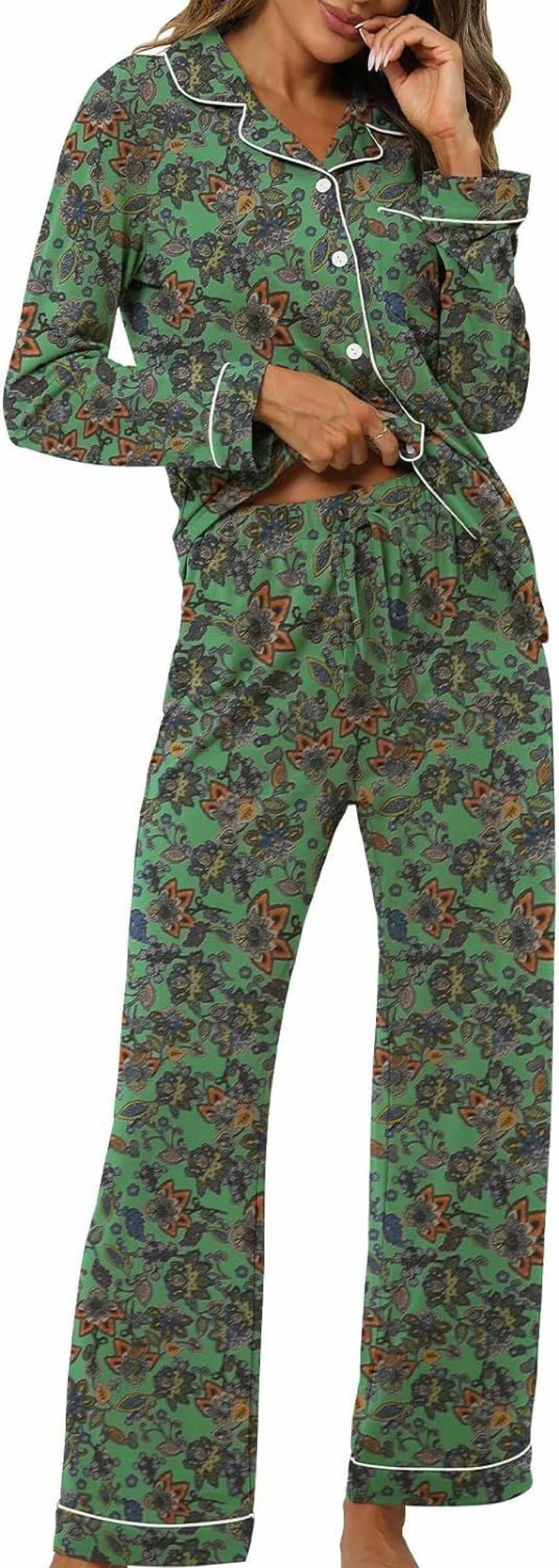 Cakulo Women's Plus Size Postpartum Pajama Set - 2 Piece Long Sleeve Loungewear for Travel & Leisure