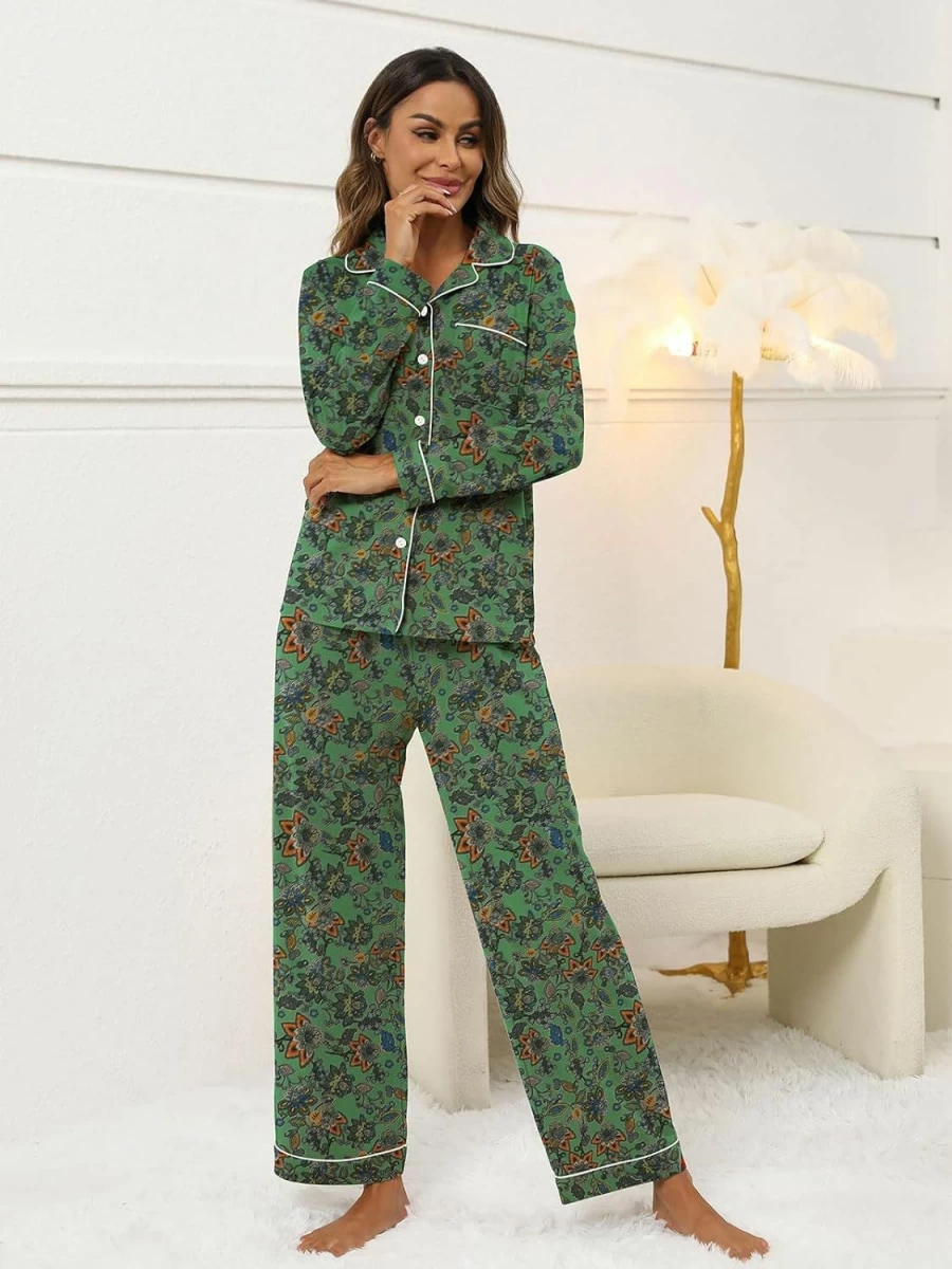 Cakulo Women's Plus Size Postpartum Pajama Set - 2 Piece Long Sleeve Loungewear for Travel & Leisure