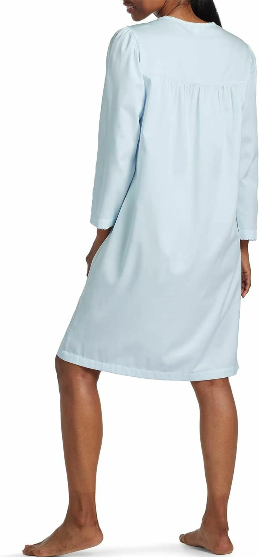 Miss Elaine Brushed Satin Nightgown - Lightweight Sleepwear with Embroidered Trim, Women's Loungewear