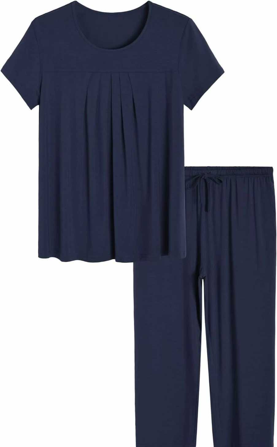 Latuza Women's Comfortable Pleated Lounge Set - Soft Capris & Relaxing Pajama Top