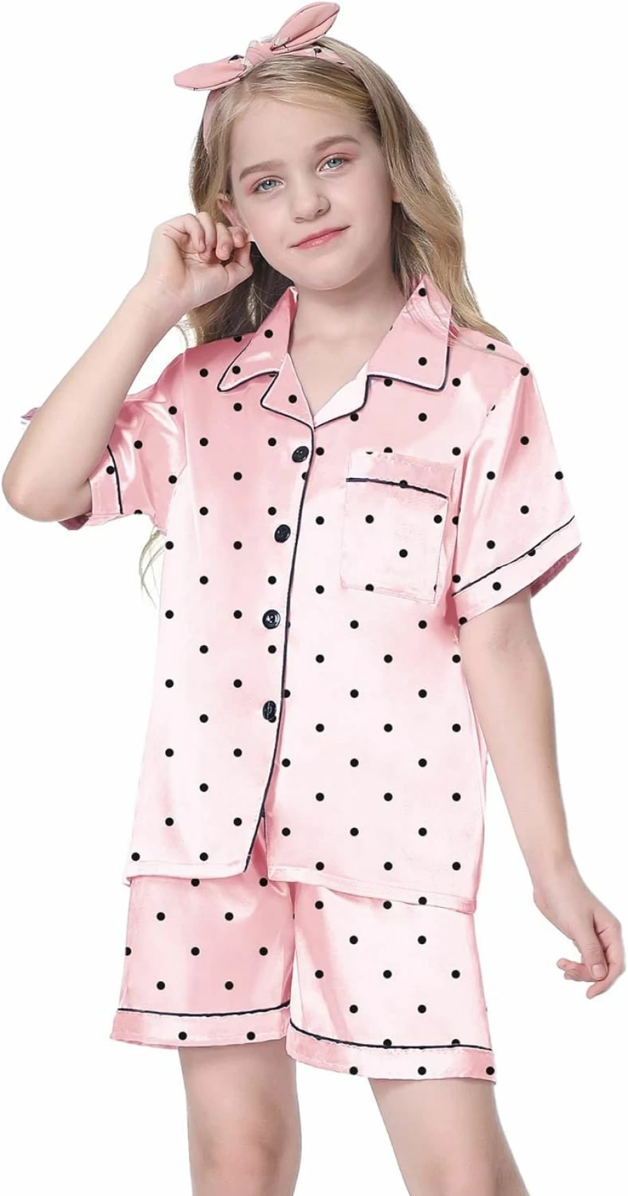 Schbbbta Women's Satin Pajama Set - Button-Down Sleepwear for Women & Girls, Comfortable Nightwear in XXL Size