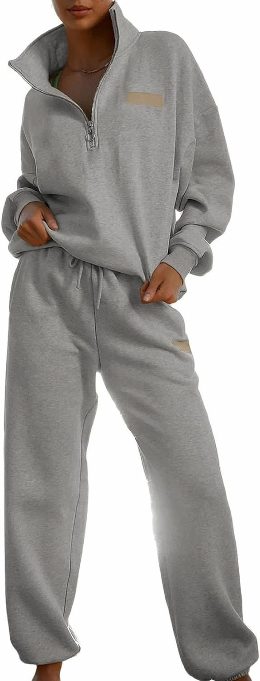 Herseas Women's 2-Piece Lounge Set - Half Zip Pullover & Jogger Pants Tracksuit for Comfort & Style